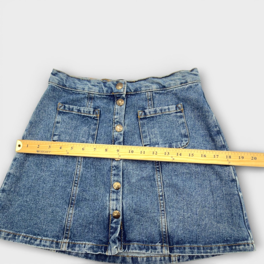 BDG Urban Outfitters Blue Denim Button Front Mini Skirt M Wash Small Indie Retro - Picture 12 of 13